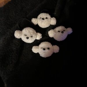 Cute White Fluffy Dog Hair Clips set of 4